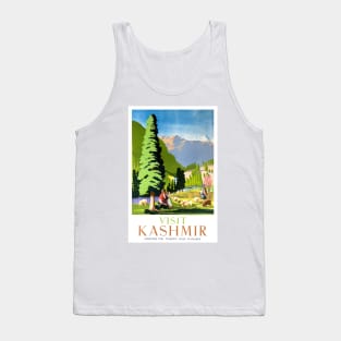 Vintage Travel Poster Visit Kashmir Tank Top